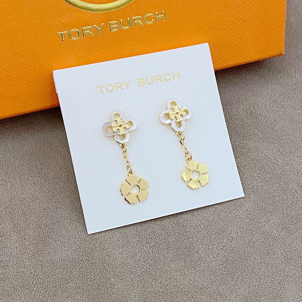 Tory Burch Flower Clover Metal Earrings